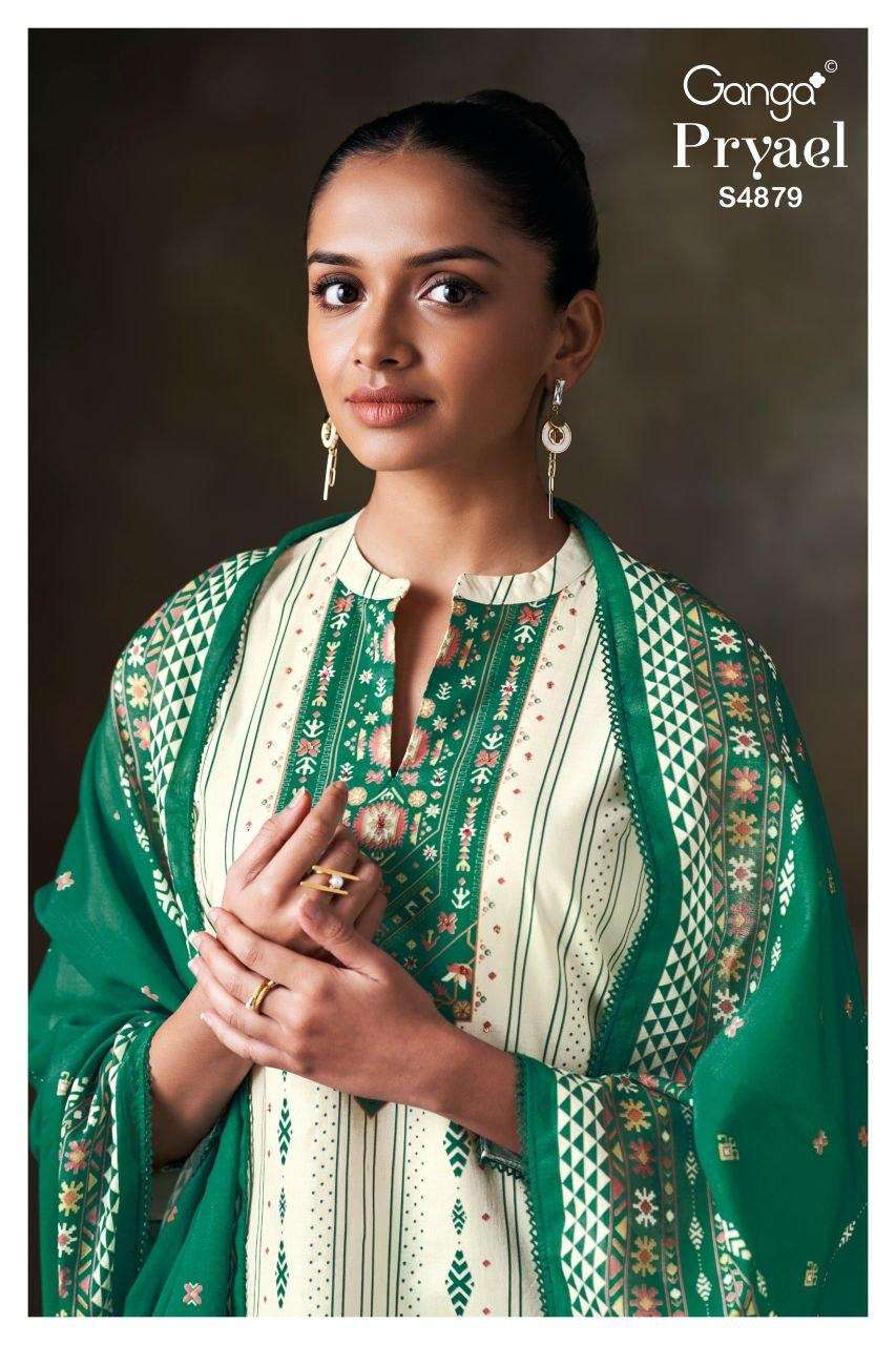 Ganga Fashion Pryael 4879 Premium Cotton Dress Material - Amrah Wholesale