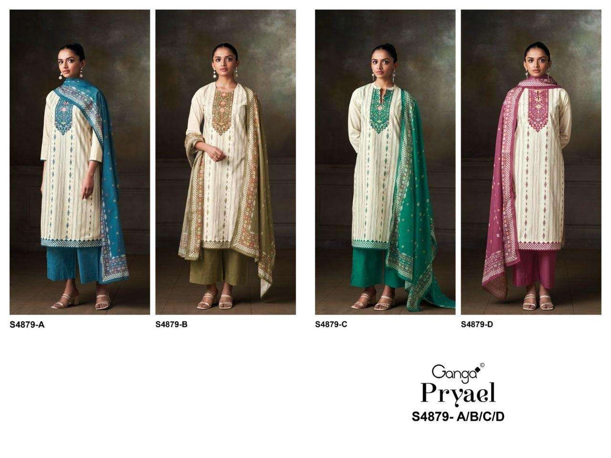 Ganga Fashion Pryael 4879 Premium Cotton Dress Material - Amrah Wholesale