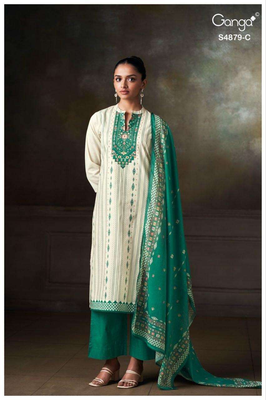 Ganga Fashion Pryael 4879 Premium Cotton Dress Material - Amrah Wholesale