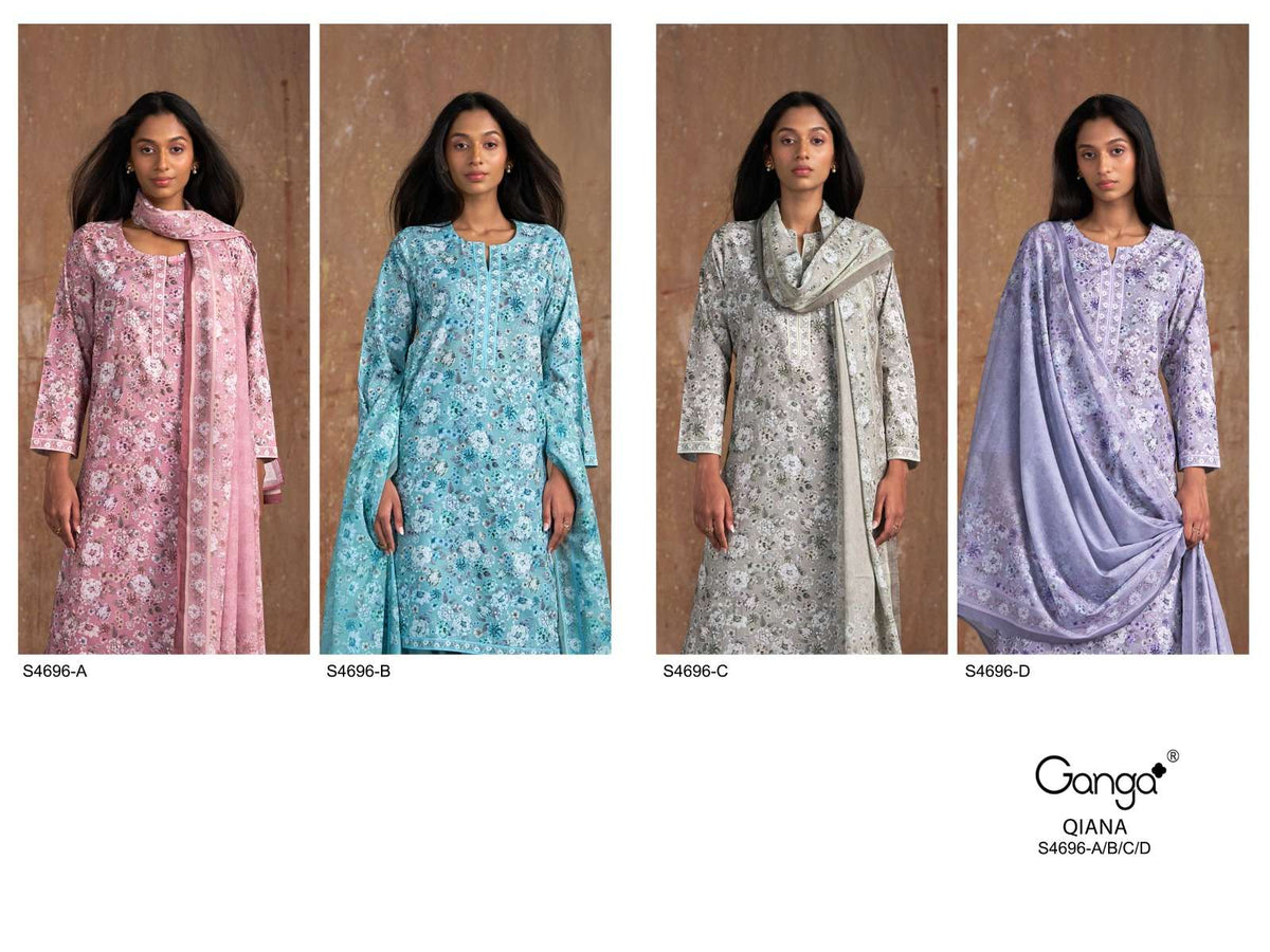 Ganga Fashion Qiana 4696 Cotton Dress Material Wholesale Surat - Amrah Wholesale