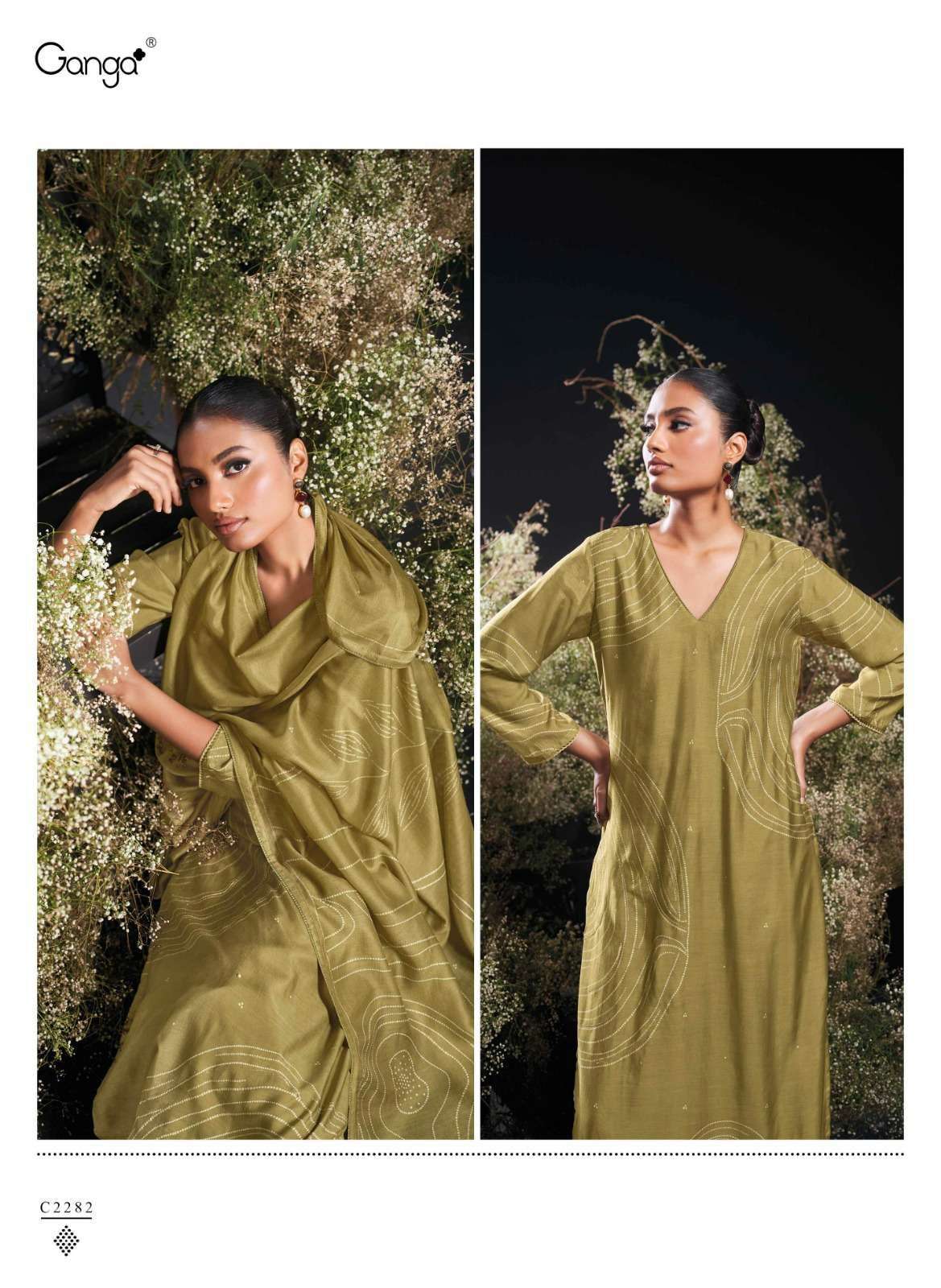 Ganga Fashion Qurini Premium Bemberg Silk Dress Material - Amrah Wholesale