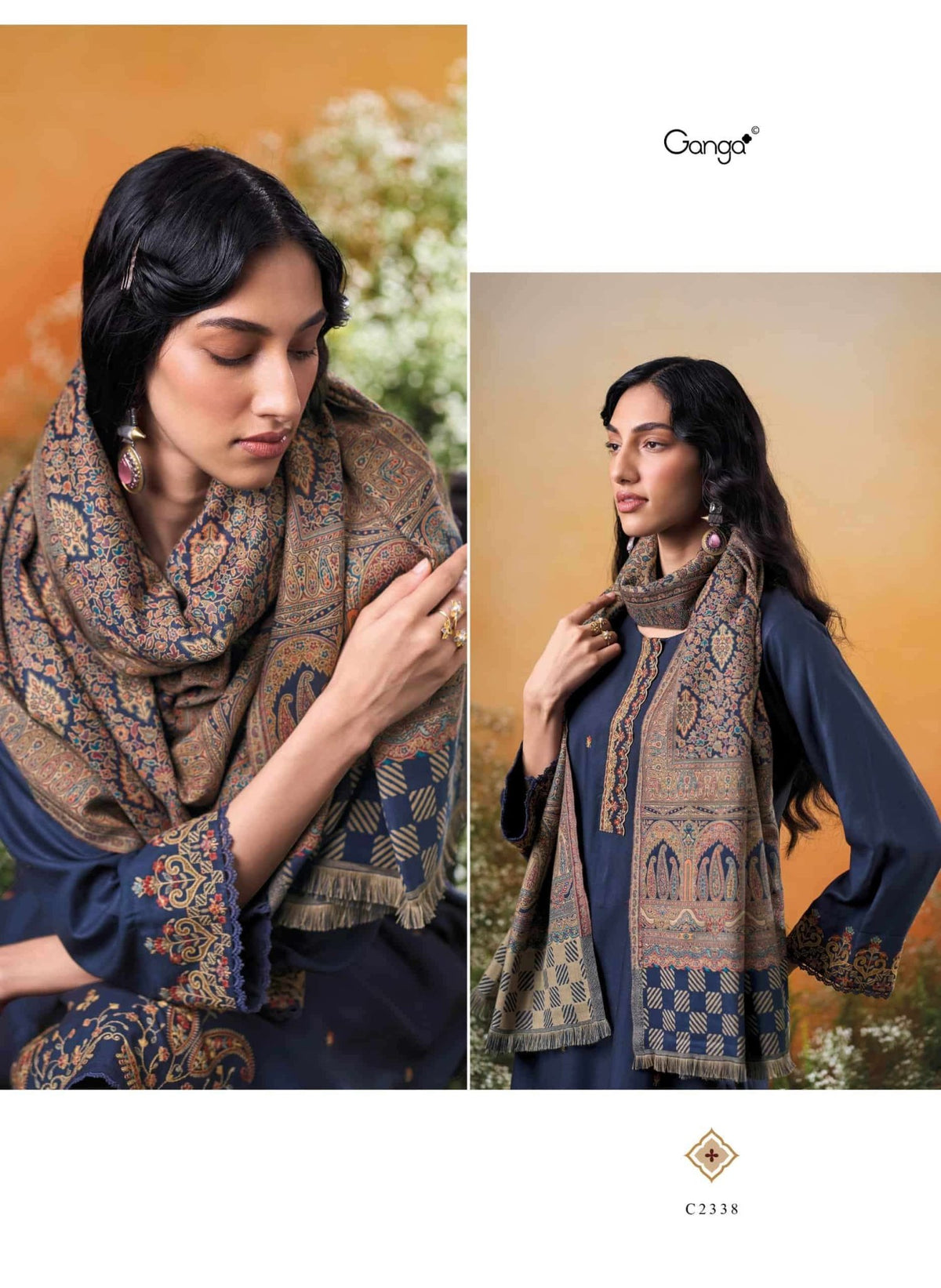 Ganga Fashion Raahee Pure Pashmina Jacquard Shawl Suit Set - Amrah ...