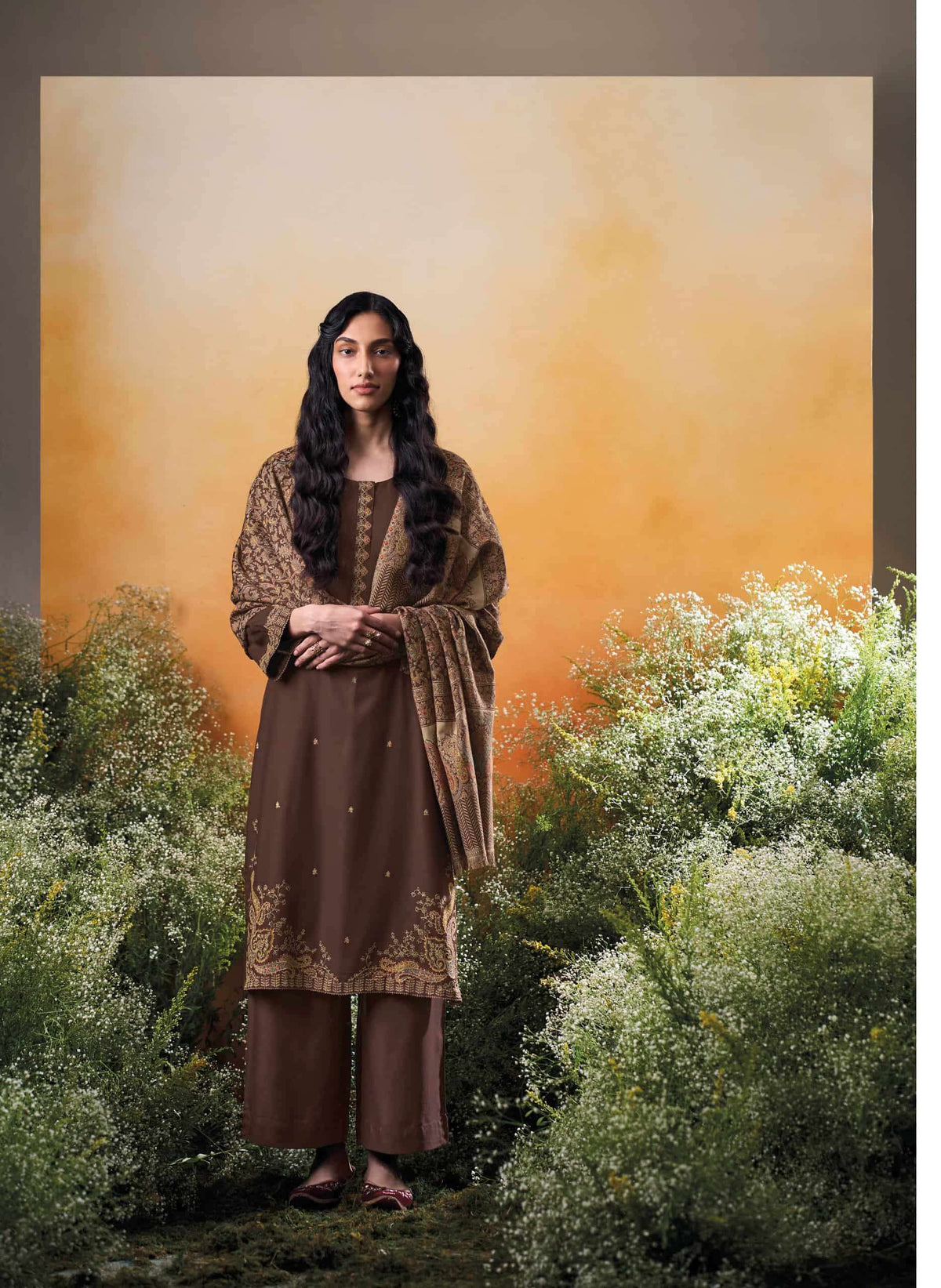 Ganga Fashion Raahee Pure Pashmina Jacquard Shawl Suit Set