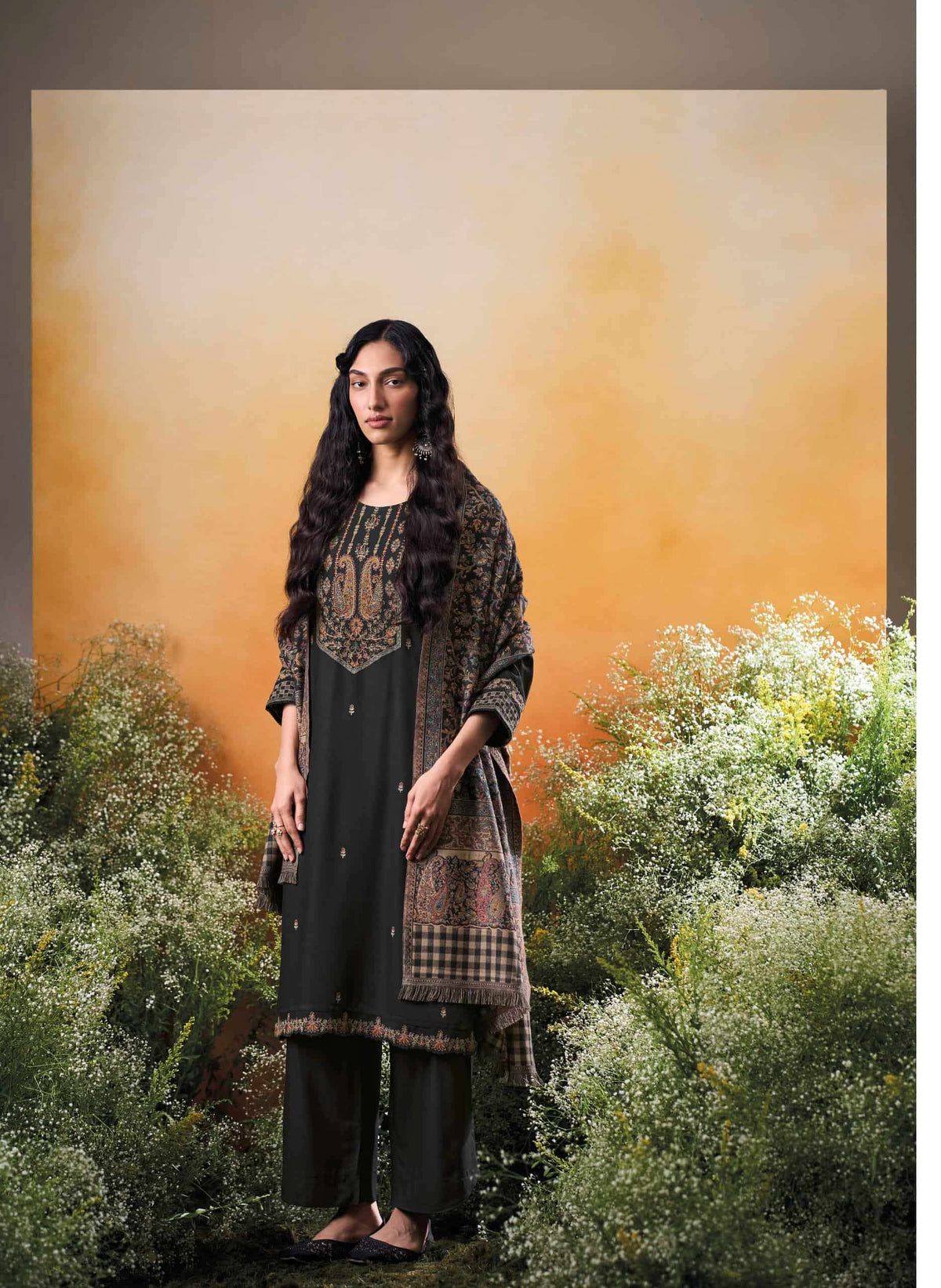 Ganga Fashion Raahee Pure Pashmina Jacquard Shawl Suit Set