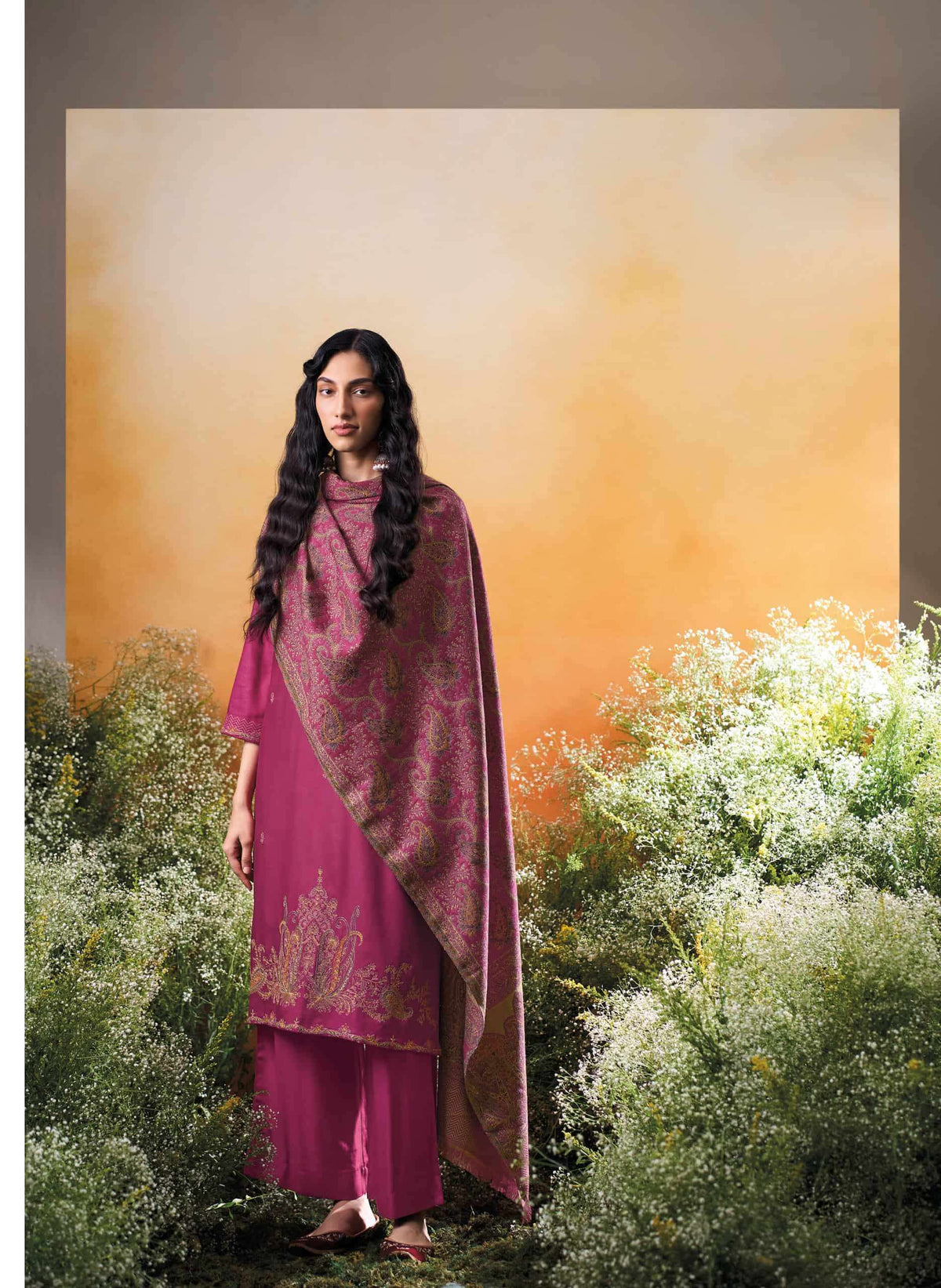 Ganga Fashion Raahee Pure Pashmina Jacquard Shawl Suit Set