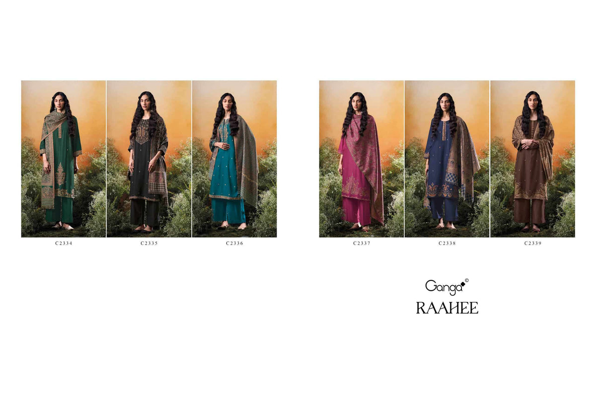 Ganga Fashion Raahee Pure Pashmina Jacquard Shawl Suit Set
