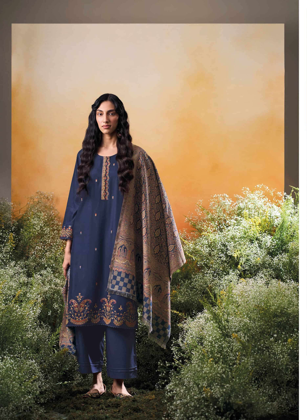 Ganga Fashion Raahee Pure Pashmina Jacquard Shawl Suit Set