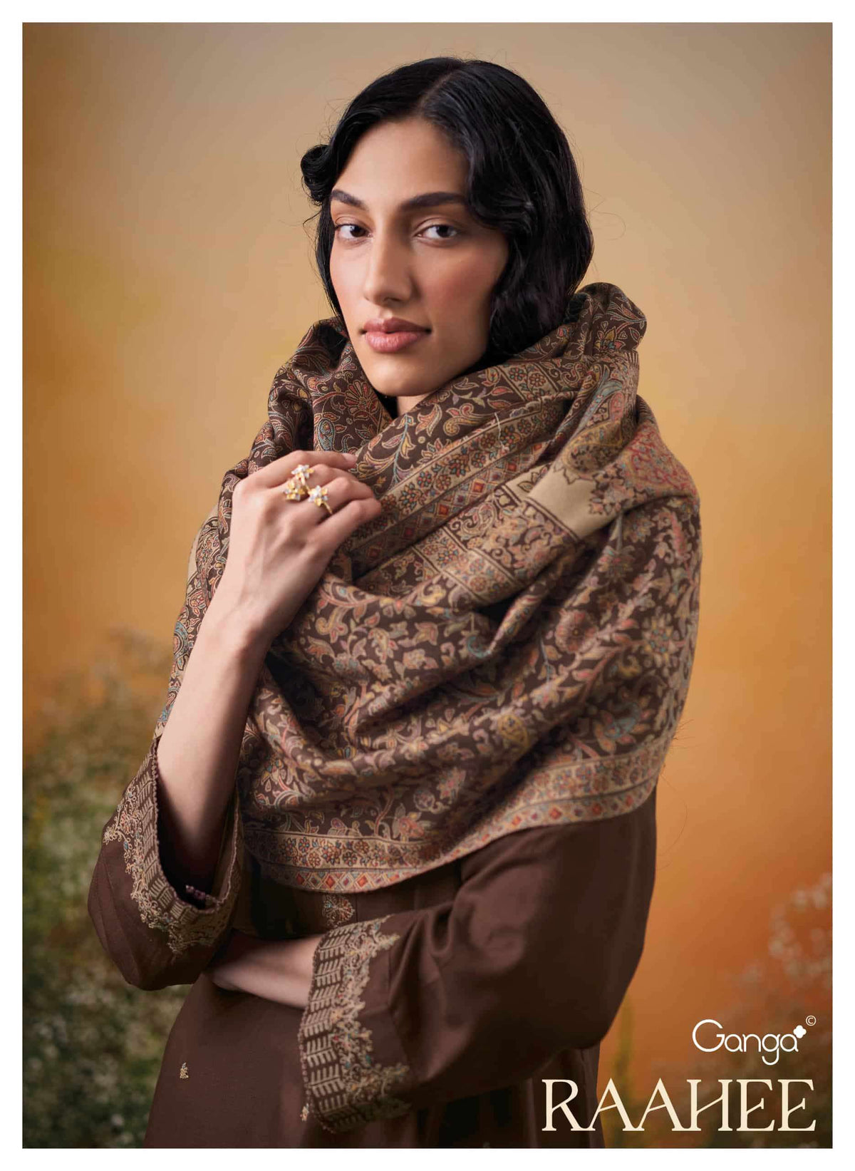 Ganga Fashion Raahee Pure Pashmina Jacquard Shawl Suit Set