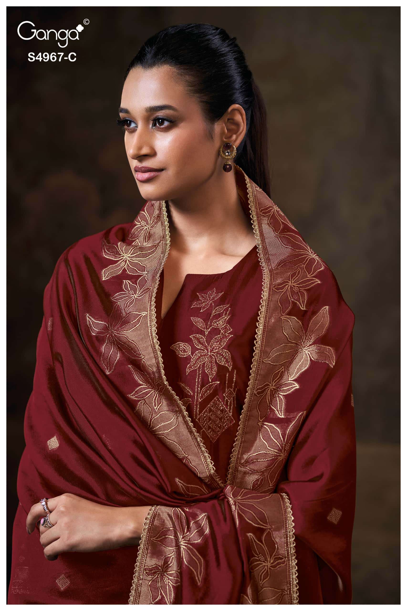 Ganga Fashion Raashii 4967 Premium Woven Silk Dress Material Wholesale Price