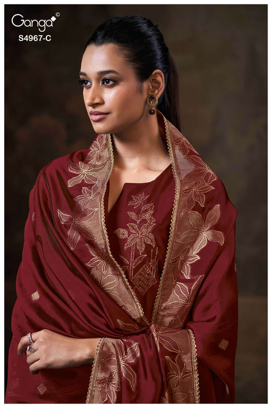 Ganga Fashion Raashii 4967 Premium Woven Silk Dress Material Wholesale Price