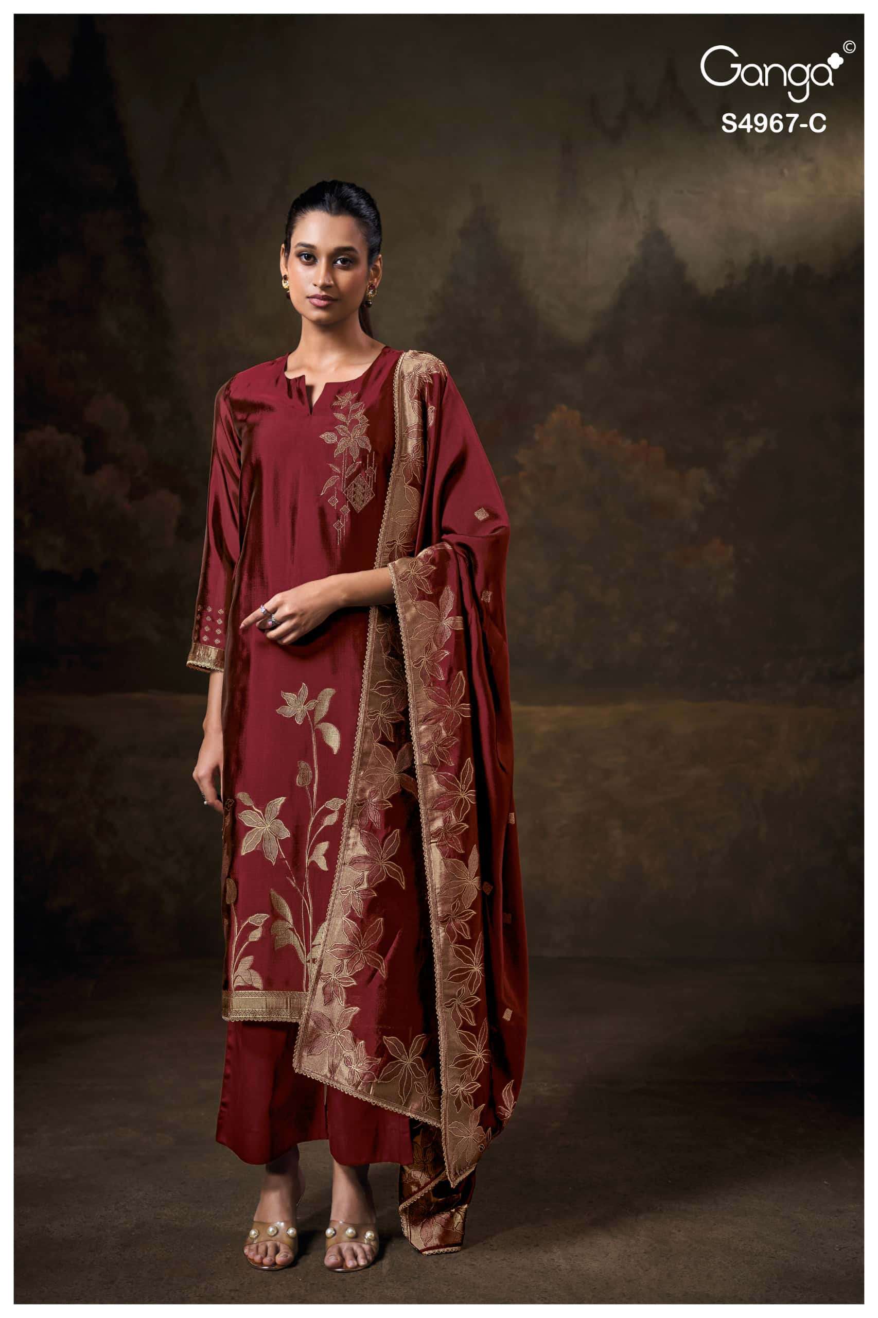 Ganga Fashion Raashii 4967 Premium Woven Silk Dress Material Wholesale Price