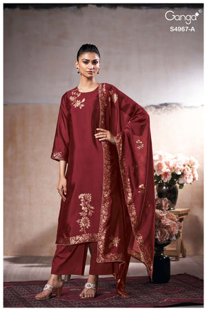 silk dress material price Gaji Silk Original Hand Blocked Ajrakh Dress Material (Unstitched)