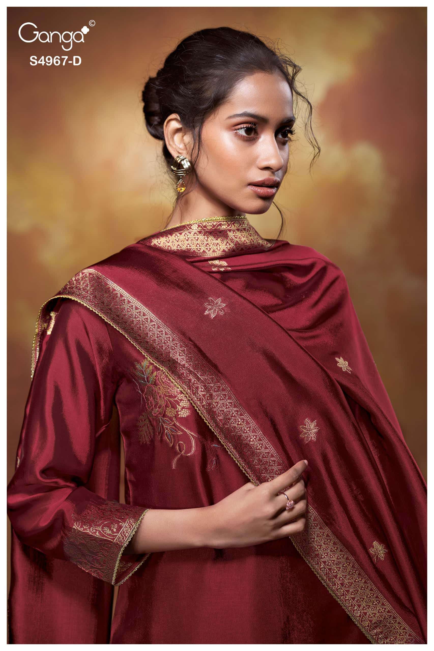 Ganga Fashion Raashii 4967 Premium Woven Silk Dress Material Wholesale Price
