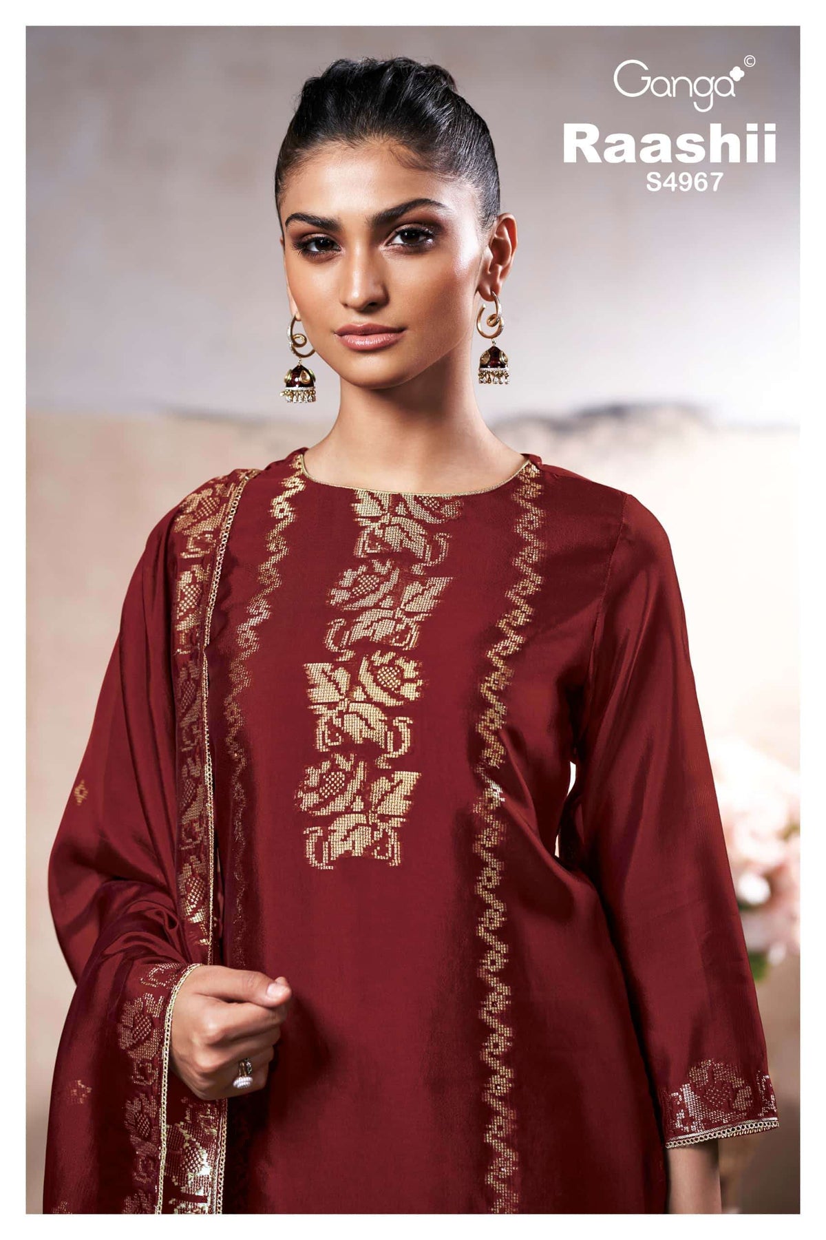 Ganga Fashion Raashii 4967 Premium Woven Silk Dress Material Wholesale Price