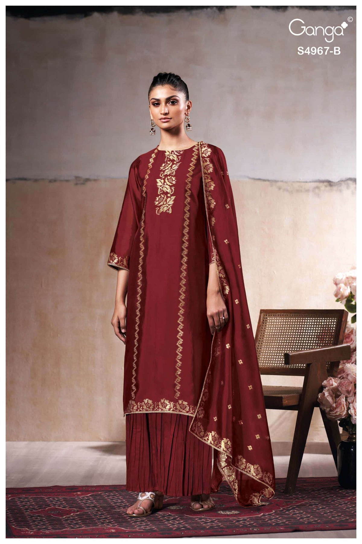 Ganga Fashion Raashii 4967 Premium Woven Silk Dress Material Wholesale Price