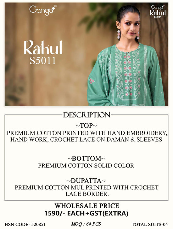 Ganga Fashion Rakul 5011 Premium Cotton Dress Material
