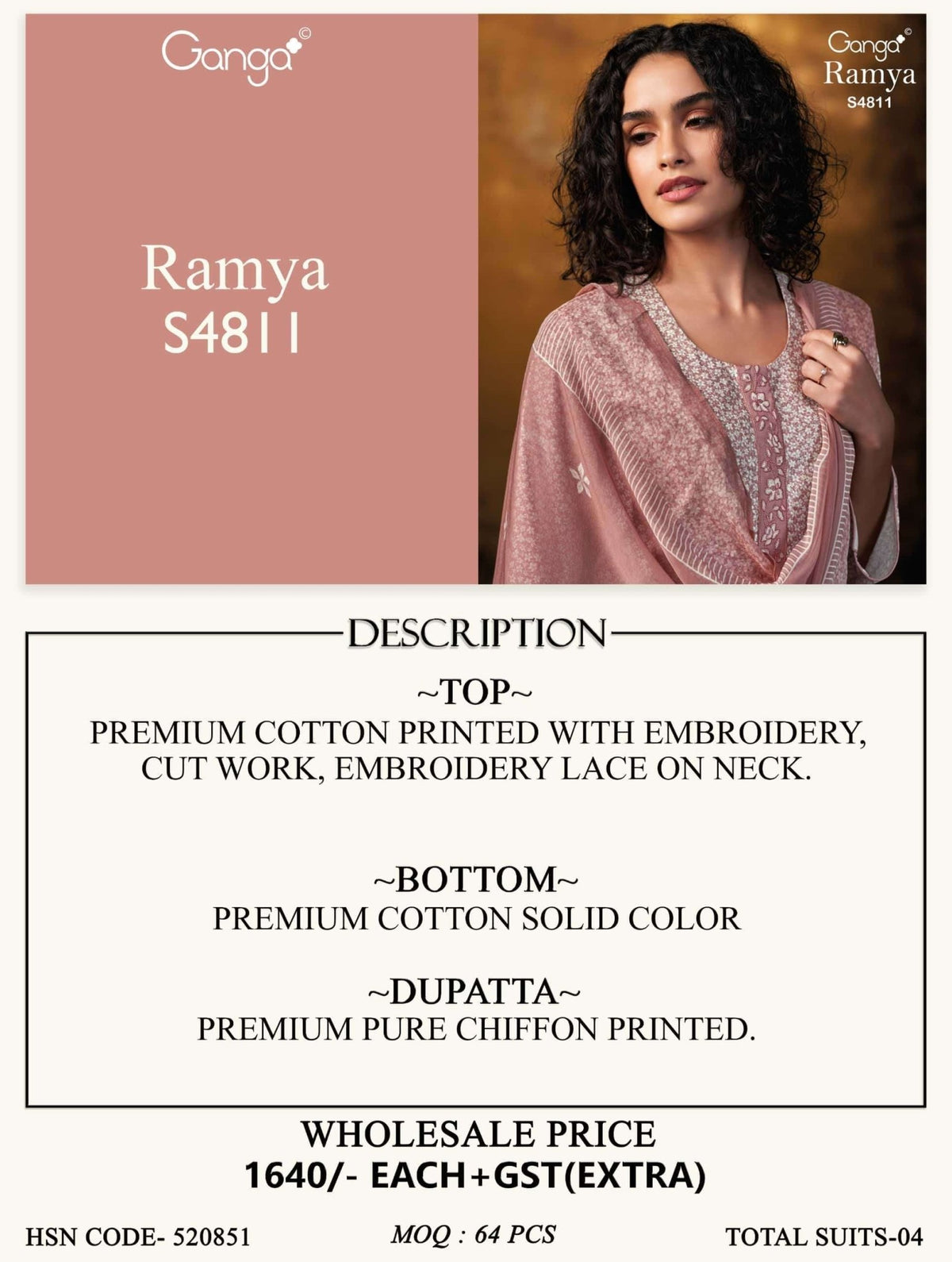 Ganga Fashion Ramya 4811 Cotton Dress Material - Amrah Wholesale