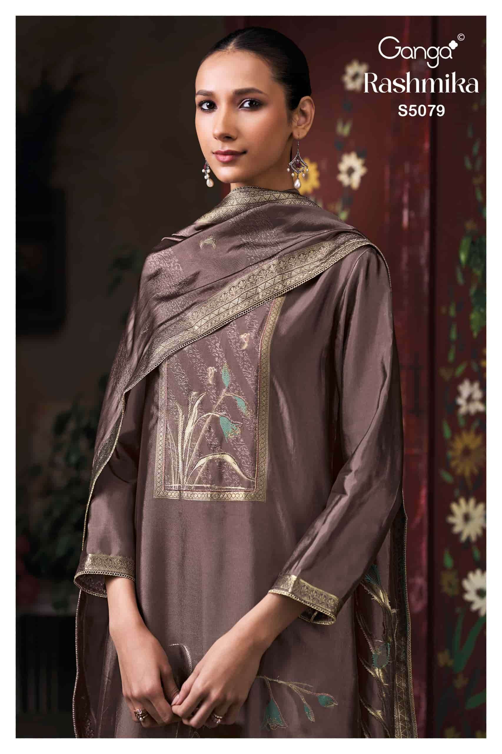 Ganga Fashion Rashmika 5079 Pure Viscose Woven Silk Jacquard Dress Material