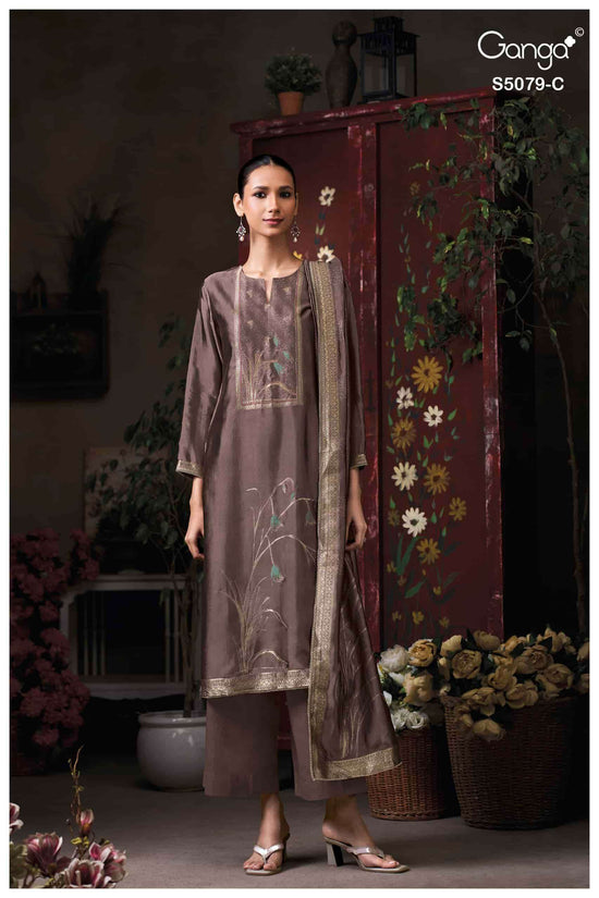Ganga Fashion Rashmika 5079 Pure Viscose Woven Silk Jacquard Dress Material