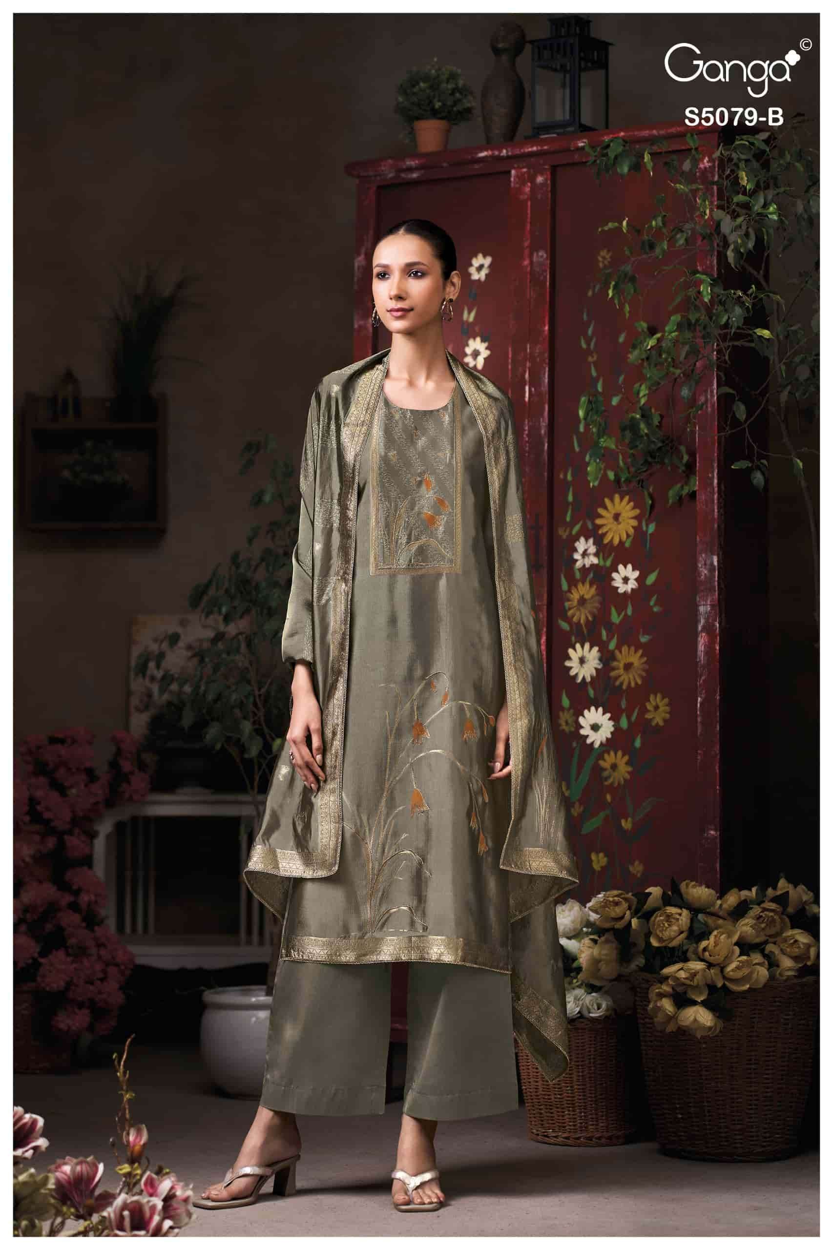 Ganga Fashion Rashmika 5079 Pure Viscose Woven Silk Jacquard Dress Material