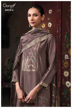 Ganga Fashion Rashmika 5079 Pure Viscose Woven Silk Jacquard Dress Material - Amrah Wholesale