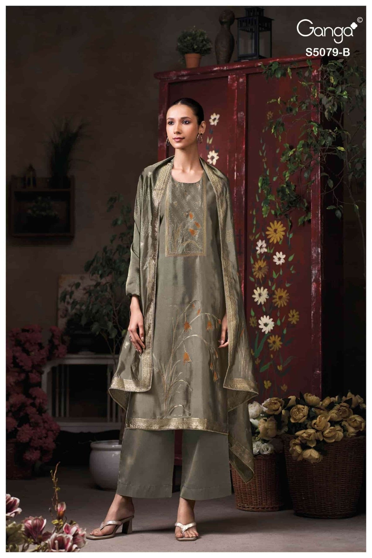 Ganga Fashion Rashmika 5079 Pure Viscose Woven Silk Jacquard Dress Material - Amrah Wholesale