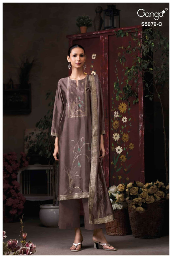 Ganga Fashion Rashmika 5079 Pure Viscose Woven Silk Jacquard Dress Material - Amrah Wholesale