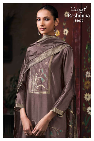 Ganga Fashion Rashmika 5079 Pure Viscose Woven Silk Jacquard Dress Material - Amrah Wholesale