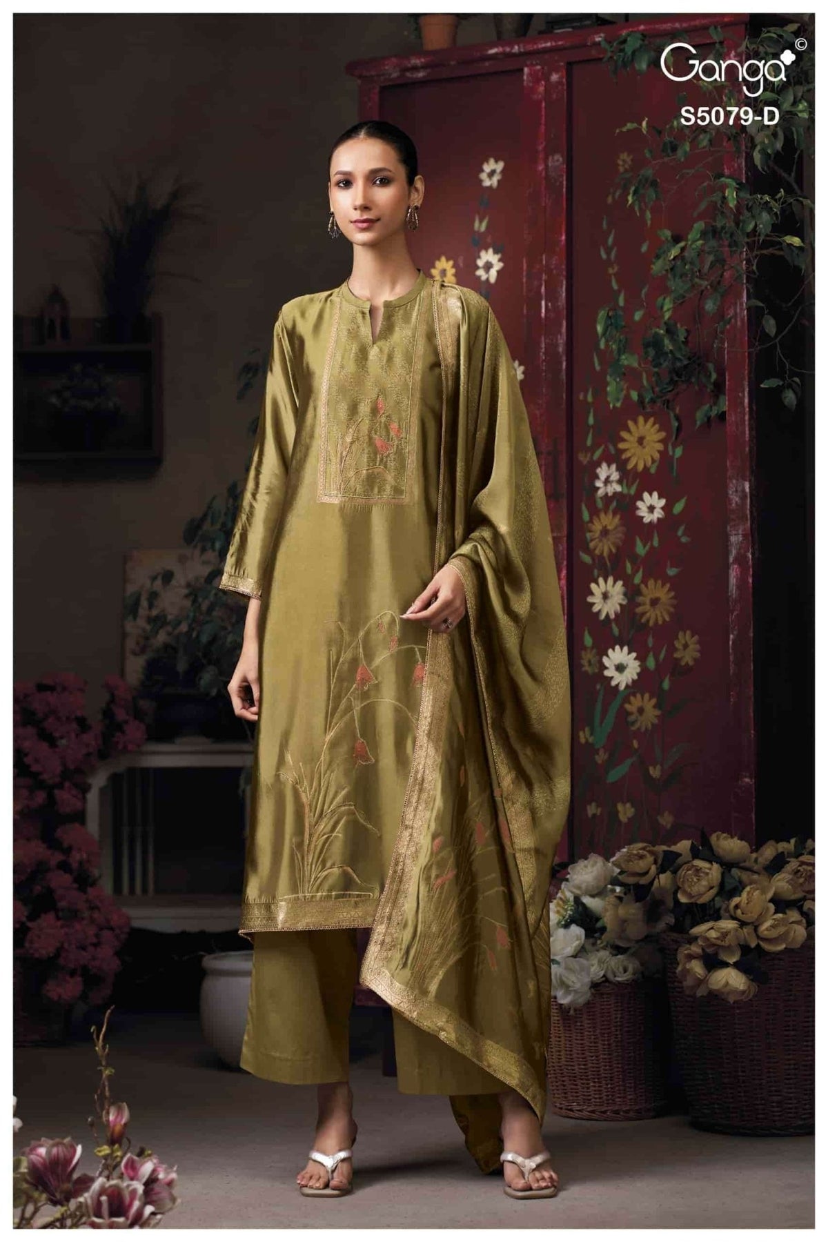 Ganga Fashion Rashmika 5079 Pure Viscose Woven Silk Jacquard Dress Material - Amrah Wholesale