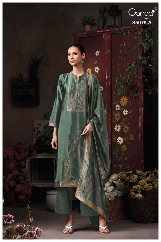 Ganga Fashion Rashmika 5079 Pure Viscose Woven Silk Jacquard Dress Material - Amrah Wholesale