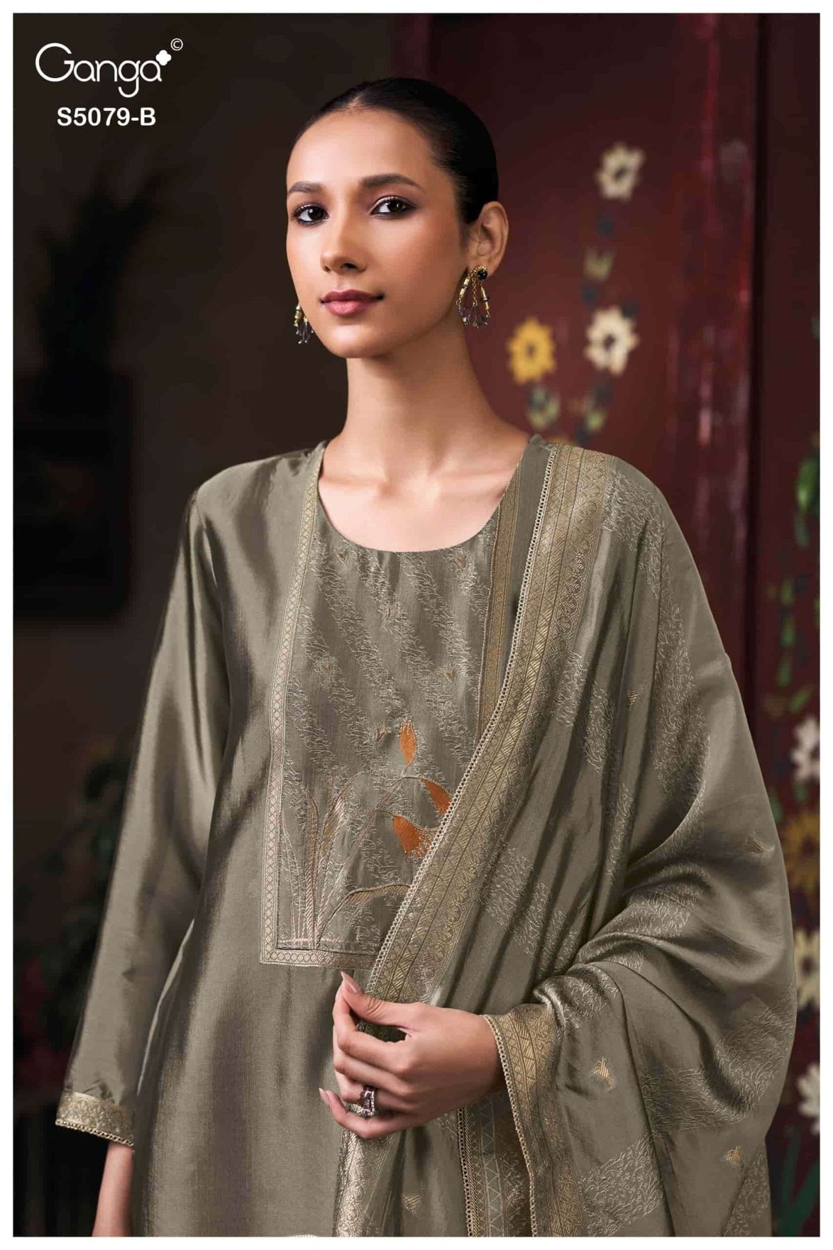 Ganga Fashion Rashmika 5079 Pure Viscose Woven Silk Jacquard Dress Material - Amrah Wholesale