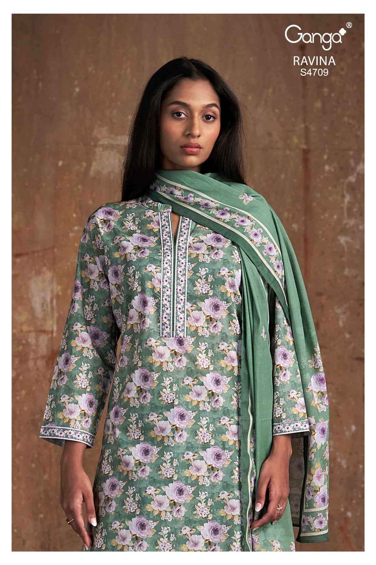 Ganga Fashion Ravina 4709 Dress Material Wholesale Catalogue - Amrah Wholesale