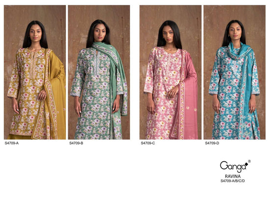 Ganga Fashion Ravina 4709 Dress Material Wholesale Catalogue - Amrah Wholesale
