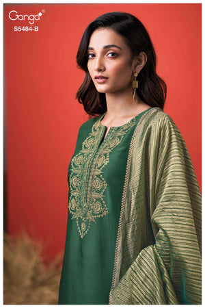 Ganga Fashion Rehika 5484 Pure Bemberg Silk Dress Material