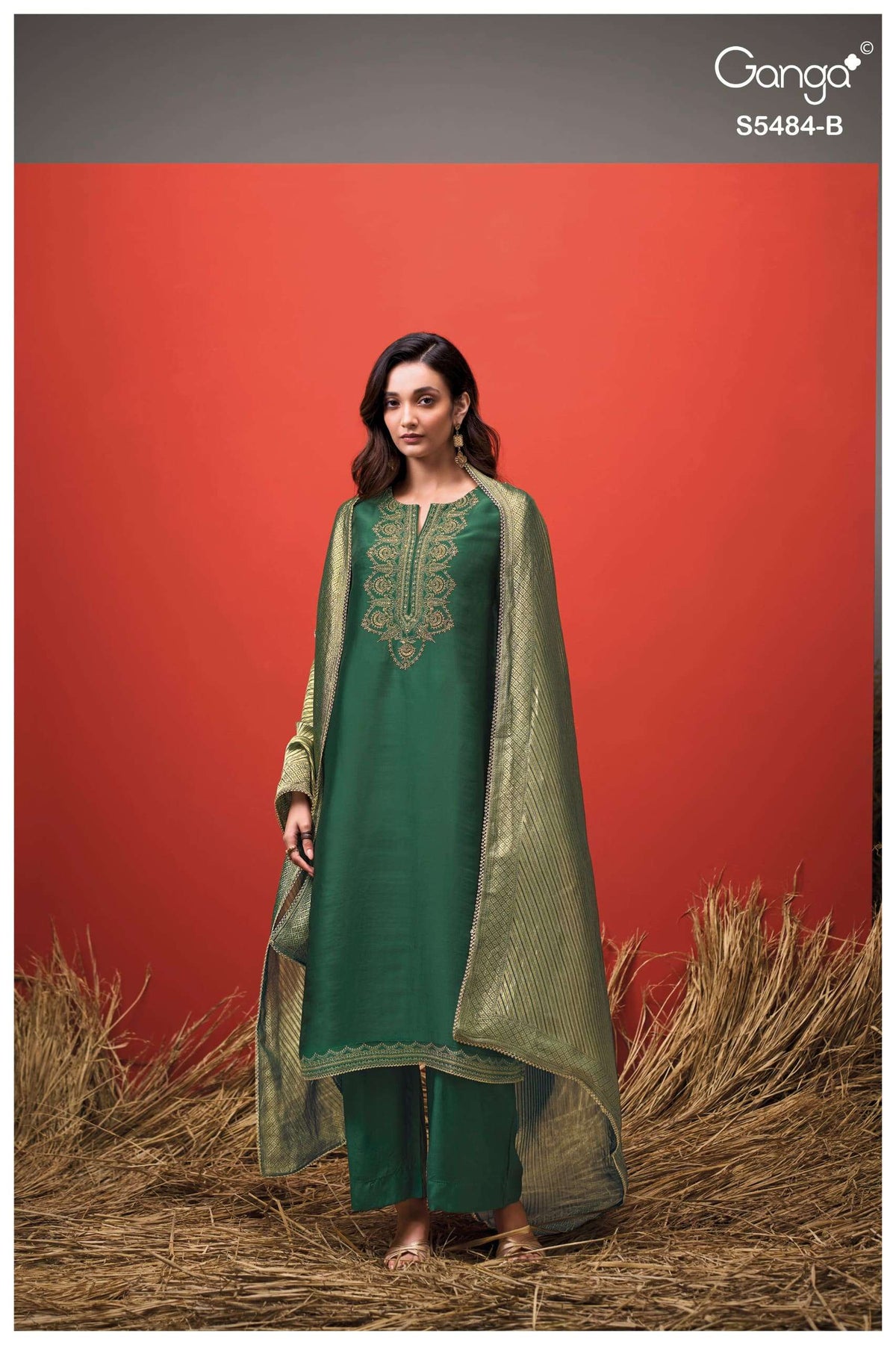 Ganga Fashion Rehika 5484 Pure Bemberg Silk Dress Material