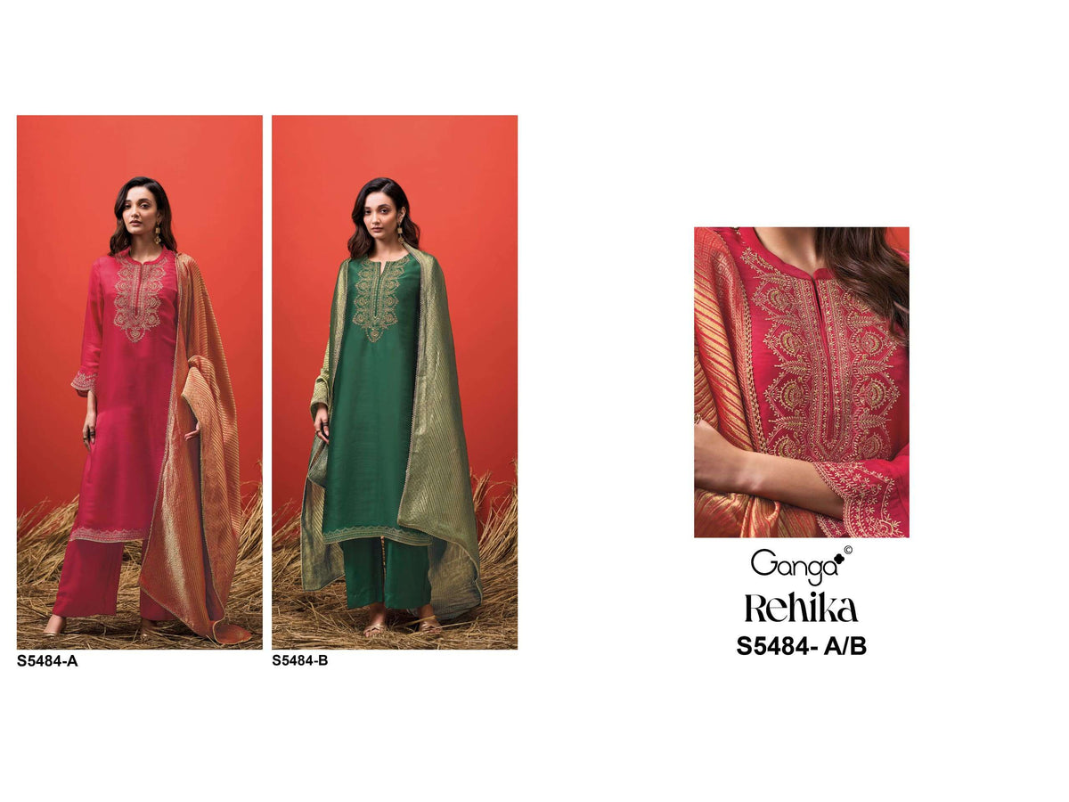 Ganga Fashion Rehika 5484 Pure Bemberg Silk Dress Material