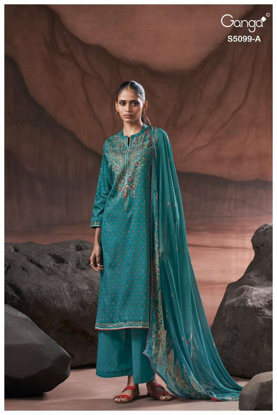 Ganga Fashion Renaya 5099 Cotton Satin Dress Material - Amrah Wholesale