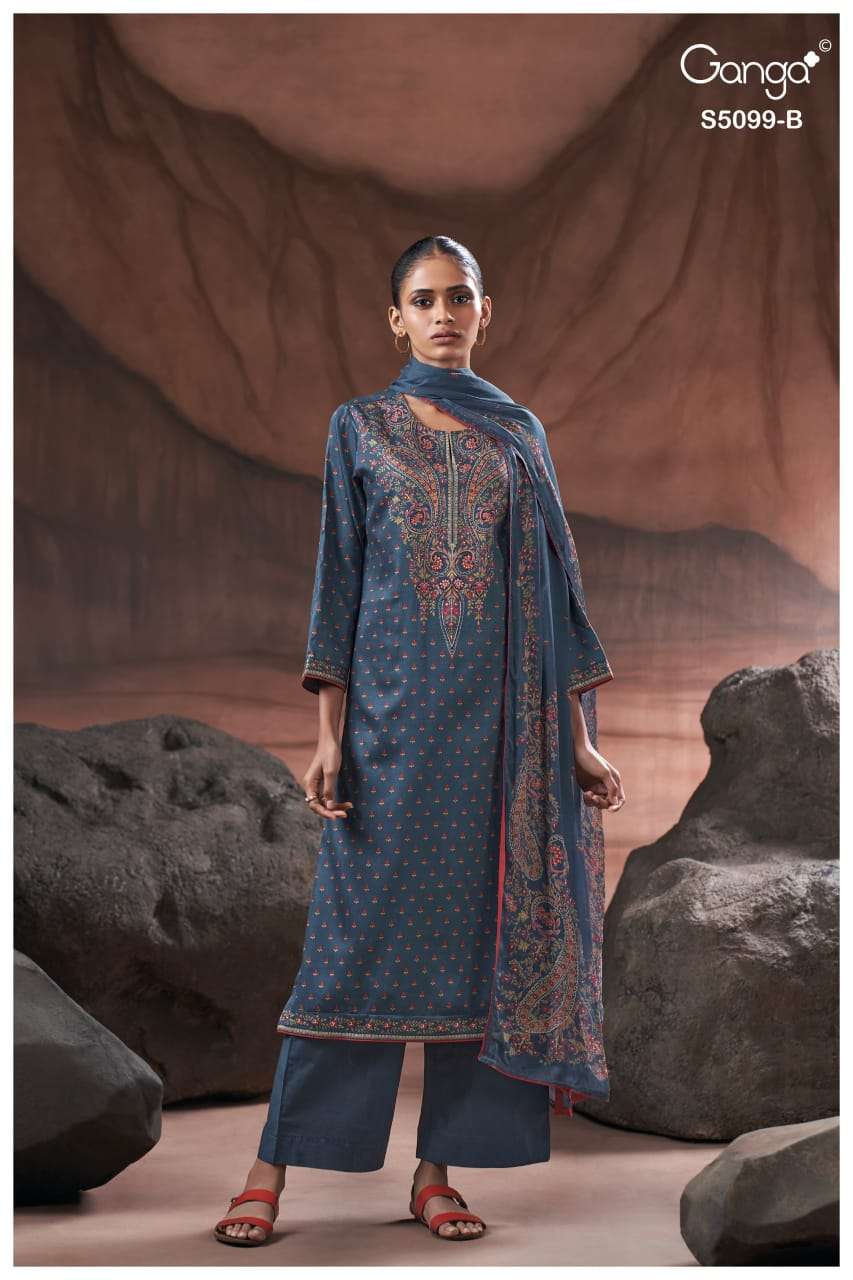 Ganga Fashion Renaya 5099 Cotton Satin Dress Material - Amrah Wholesale