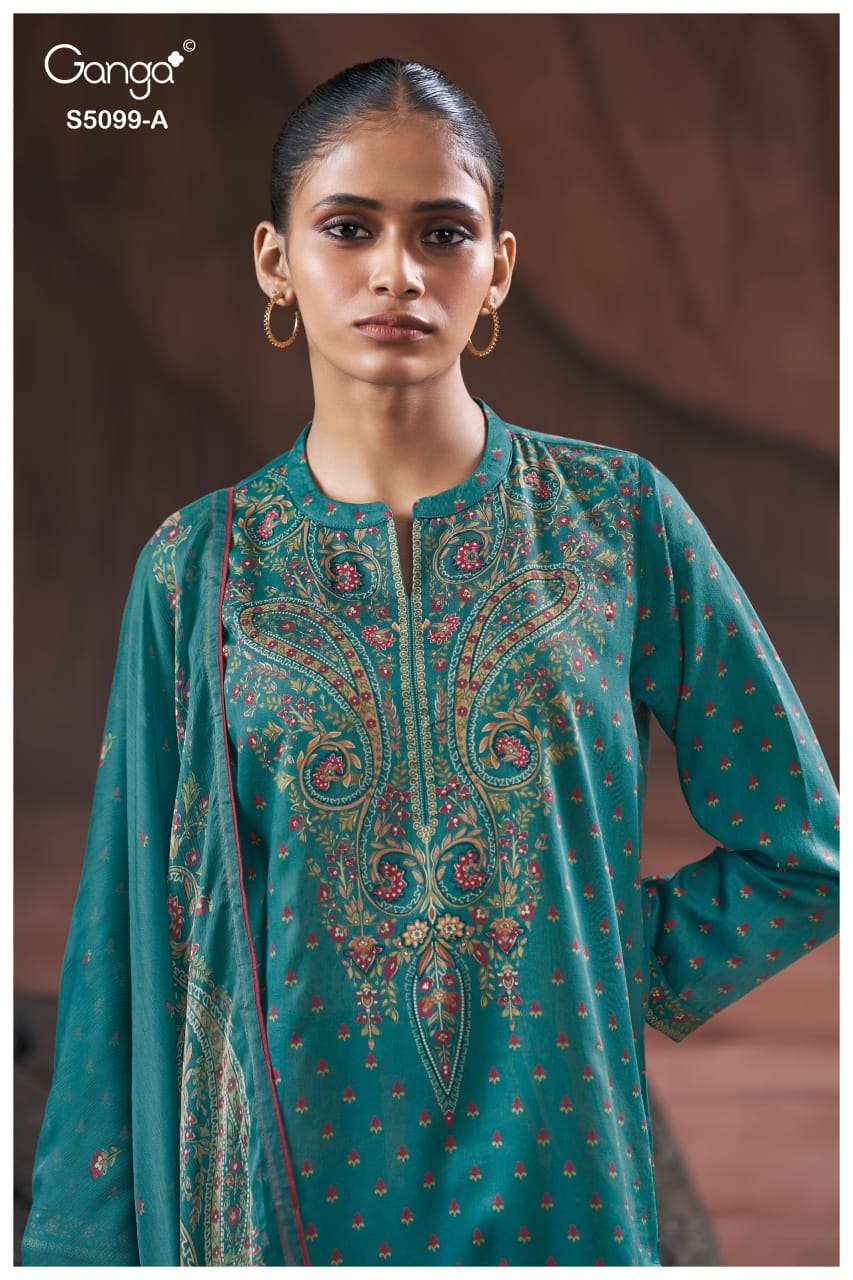 Ganga Fashion Renaya 5099 Cotton Satin Dress Material - Amrah Wholesale