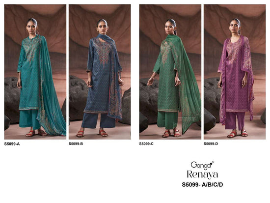 Ganga Fashion Renaya 5099 Cotton Satin Dress Material - Amrah Wholesale