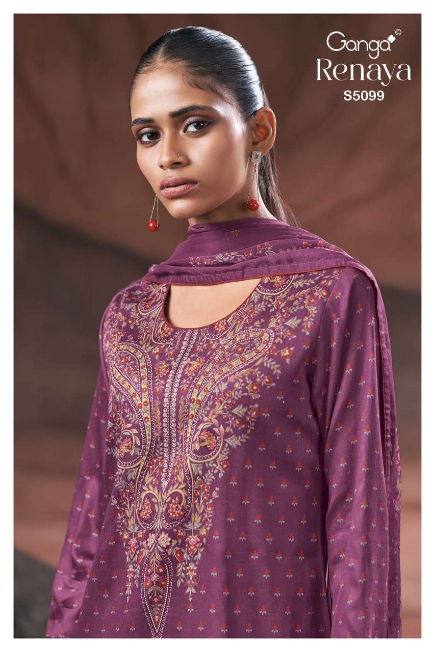 Ganga Fashion Renaya 5099 Cotton Satin Dress Material - Amrah Wholesale