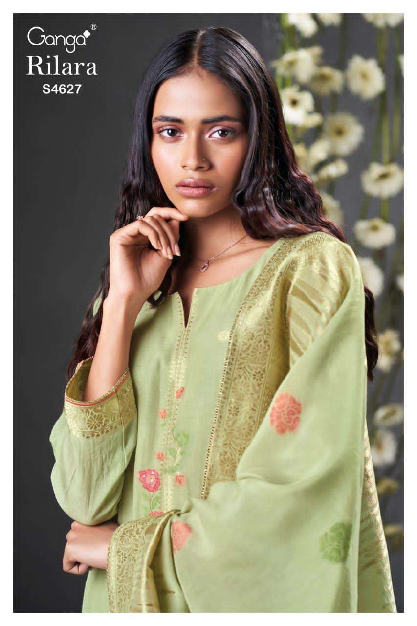 Ganga Fashion Rilara 4627 Viscose Mul Embroidered Dress Material - Amrah Wholesale