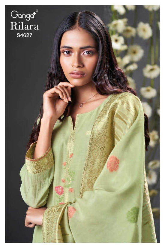 Ganga Fashion Rilara 4627 Viscose Mul Embroidered Dress Material - Amrah Wholesale