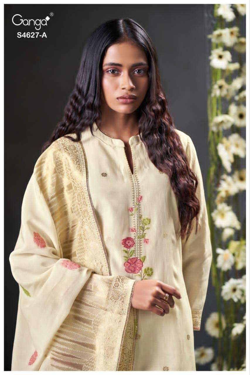 Ganga Fashion Rilara 4627 Viscose Mul Embroidered Dress Material - Amrah Wholesale