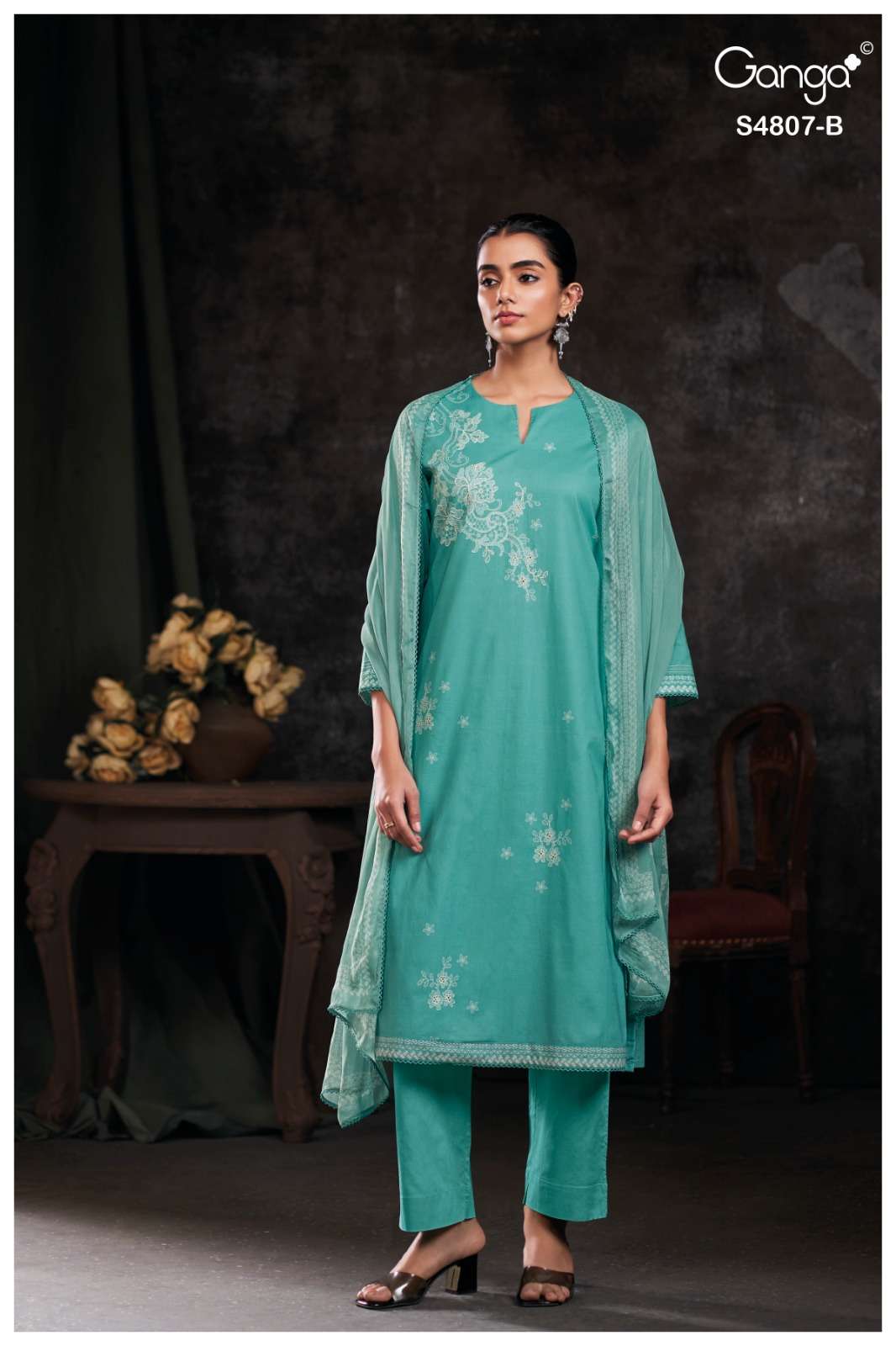 Ganga Fashion Rishvya 4807 Premium Cotton Dress Material - Amrah Wholesale
