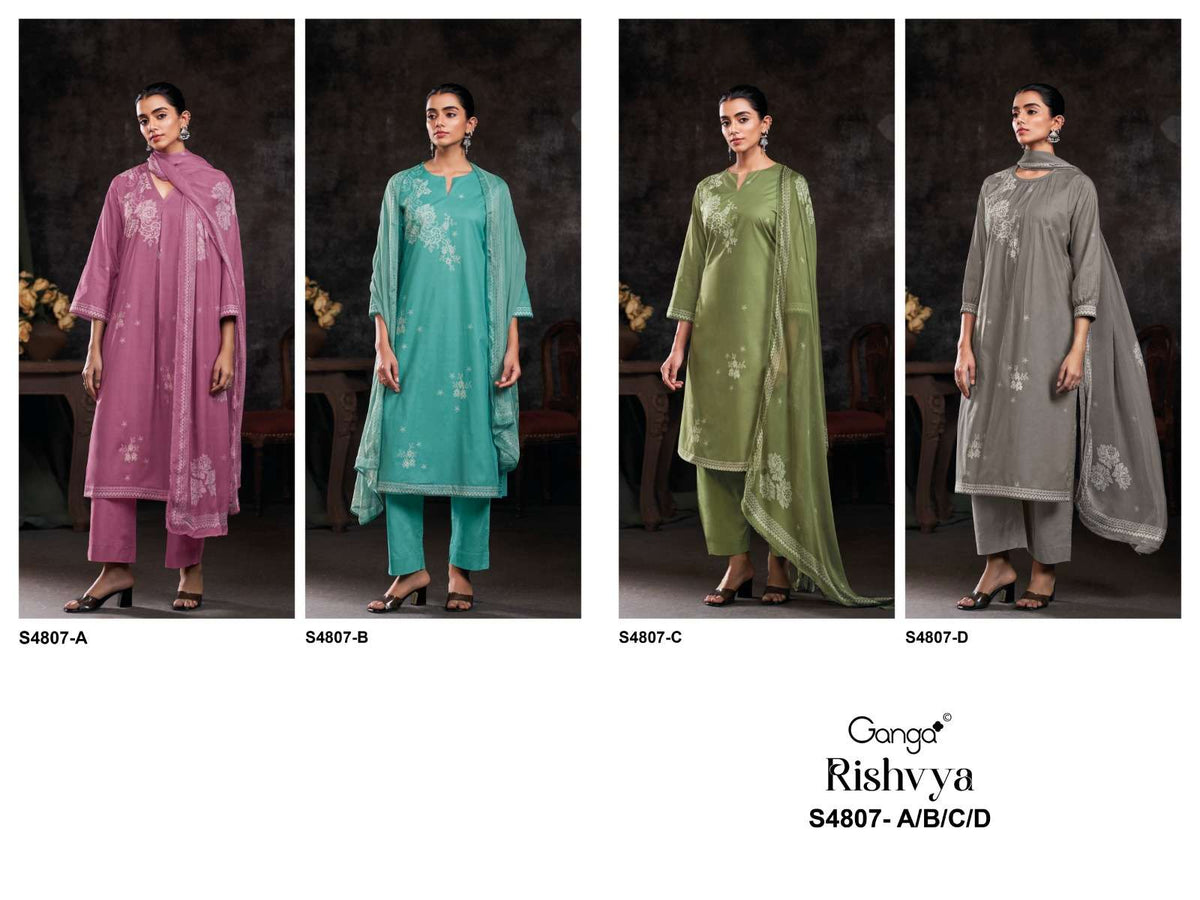 Ganga Fashion Rishvya 4807 Premium Cotton Dress Material - Amrah Wholesale