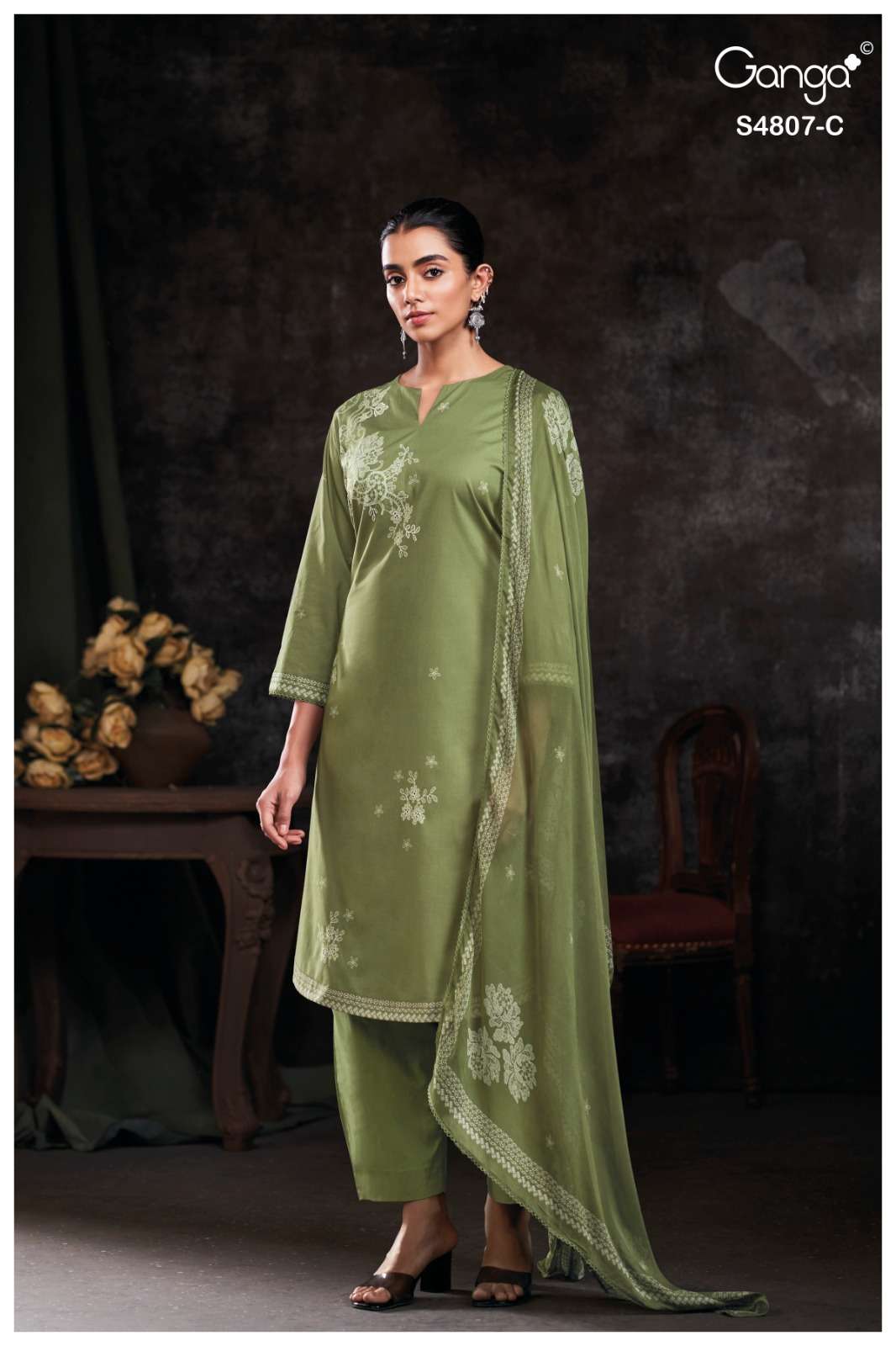 Ganga Fashion Rishvya 4807 Premium Cotton Dress Material - Amrah Wholesale