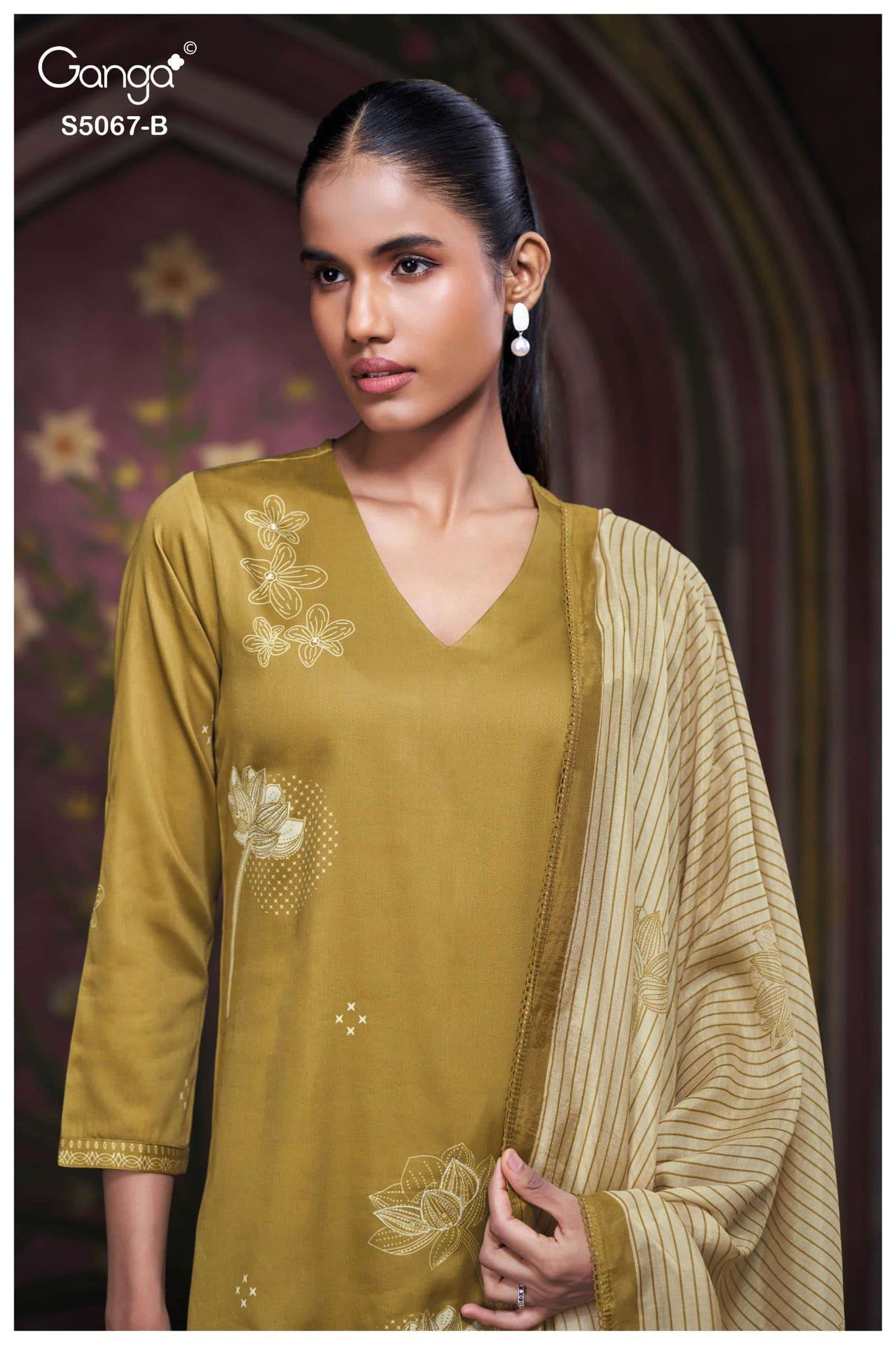 Ganga Fashion Riviera 5067 Premium Cotton Satin Embroidered Dress Material