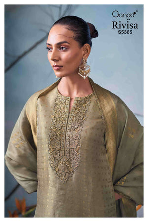 Ganga Fashion Rivisa 5365 Tanchui Silk Jacquard Dress Material