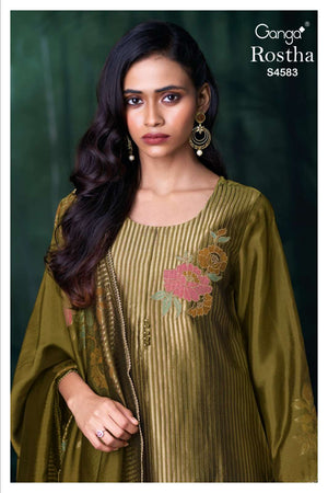 Ganga Fashion Rostha 4583 Pure Viscose Woven Silk Jacquard Designer Dress Material - Amrah Wholesale